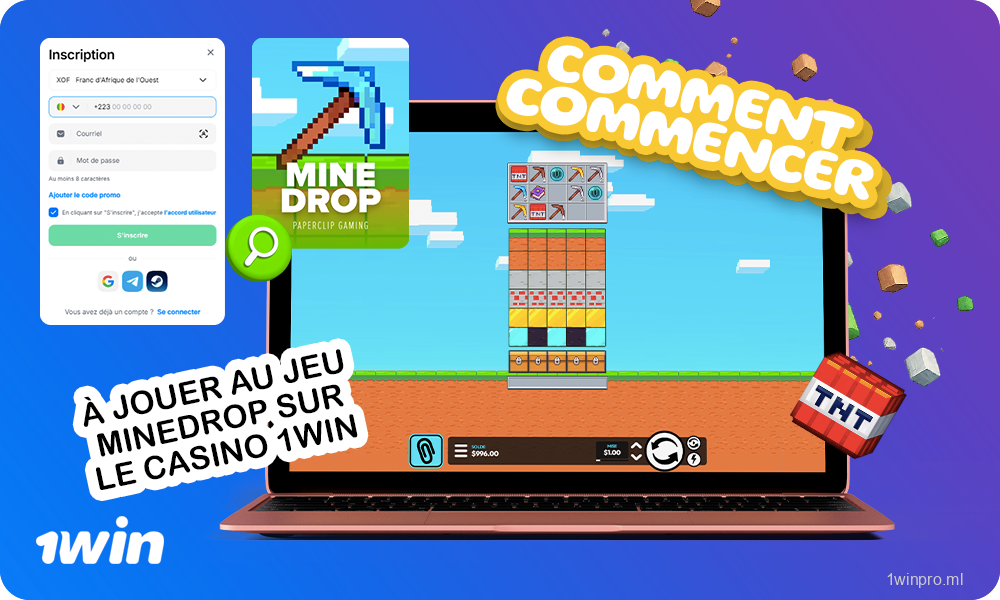 Pour jouer à MineDrop sur 1win Mali en argent réel, vous devez créer un compte et effectuer un dépôt